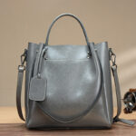 Women's Large Vintage Oil-Wax Split Leather Shoulder Tote Bag with Crossbody Strap