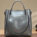 Women's Large Vintage Oil-Wax Split Leather Shoulder Tote Bag with Crossbody Strap