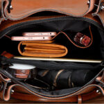 Women's Large Vintage Oil-Wax Split Leather Shoulder Tote Bag with Crossbody Strap