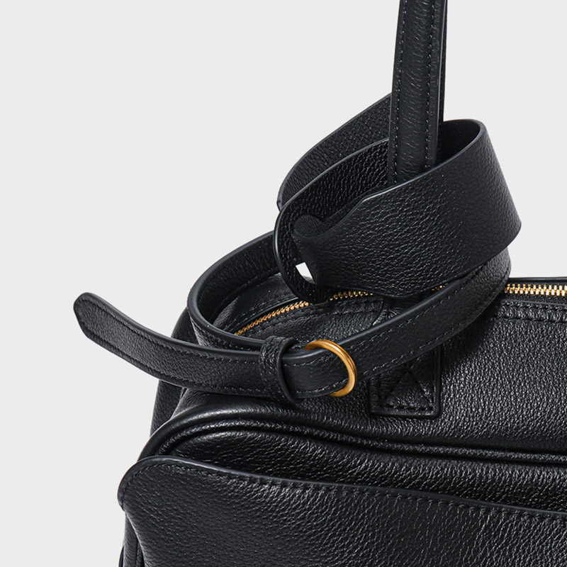 Damen Leder Boston Schultertasche Baguette Tasche mit Reissverschluss