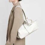 Damen Leder Boston Schultertasche Baguette Tasche mit Reissverschluss