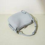 Women's Minimalist Full-Grain Cowhide Leather Zipper Closed Crescent Shoulder Hobo Bag