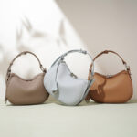 Women's Minimalist Full-Grain Cowhide Leather Zipper Closed Crescent Shoulder Hobo Bag