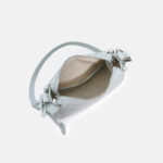Women's Minimalist Full-Grain Cowhide Leather Zipper Closed Crescent Shoulder Hobo Bag