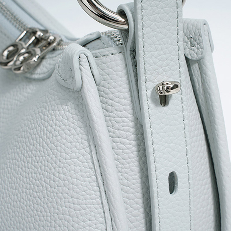 Women's Minimalist Full-Grain Cowhide Leather Zipper Closed Crescent Shoulder Hobo Bag