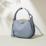 Women's Minimalist Full-Grain Cowhide Leather Zipper Closed Crescent Shoulder Hobo Bag