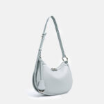 Women's Minimalist Full-Grain Cowhide Leather Zipper Closed Crescent Shoulder Hobo Bag