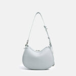 Women's Minimalist Full-Grain Cowhide Leather Zipper Closed Crescent Shoulder Hobo Bag
