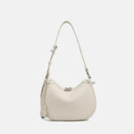 Women's Minimalist Full-Grain Cowhide Leather Zipper Closed Crescent Shoulder Hobo Bag