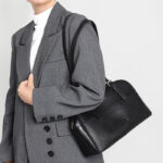 Women's Minimalist Top-Grain Leather Shoulder Boston Handbag