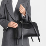 Women's Minimalist Top-Grain Leather Shoulder Boston Handbag