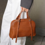 Women's Minimalist Top-Grain Leather Shoulder Boston Handbag