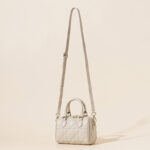 Gesteppte Damen Leder Crossbody Schulterriemen Top Handle Tasche mit Reissverschluss