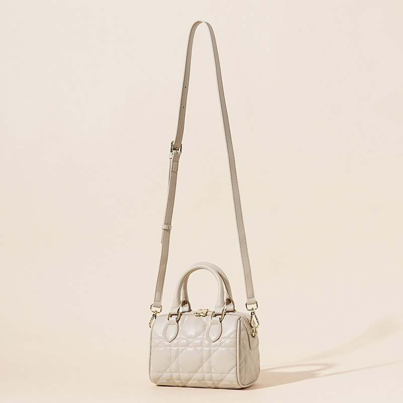 Gesteppte Damen Leder Crossbody Schulterriemen Top Handle Tasche mit Reissverschluss