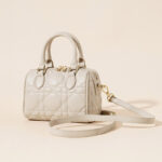 Gesteppte Damen Leder Crossbody Schulterriemen Top Handle Tasche mit Reissverschluss