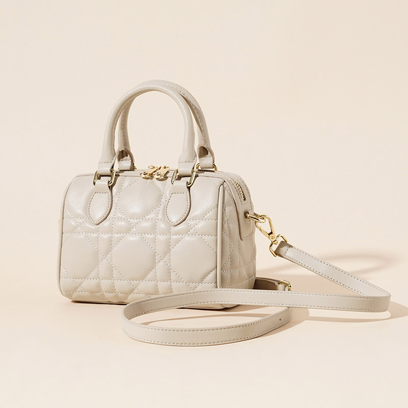 Gesteppte Damen Leder Crossbody Schulterriemen Top Handle Tasche mit Reissverschluss