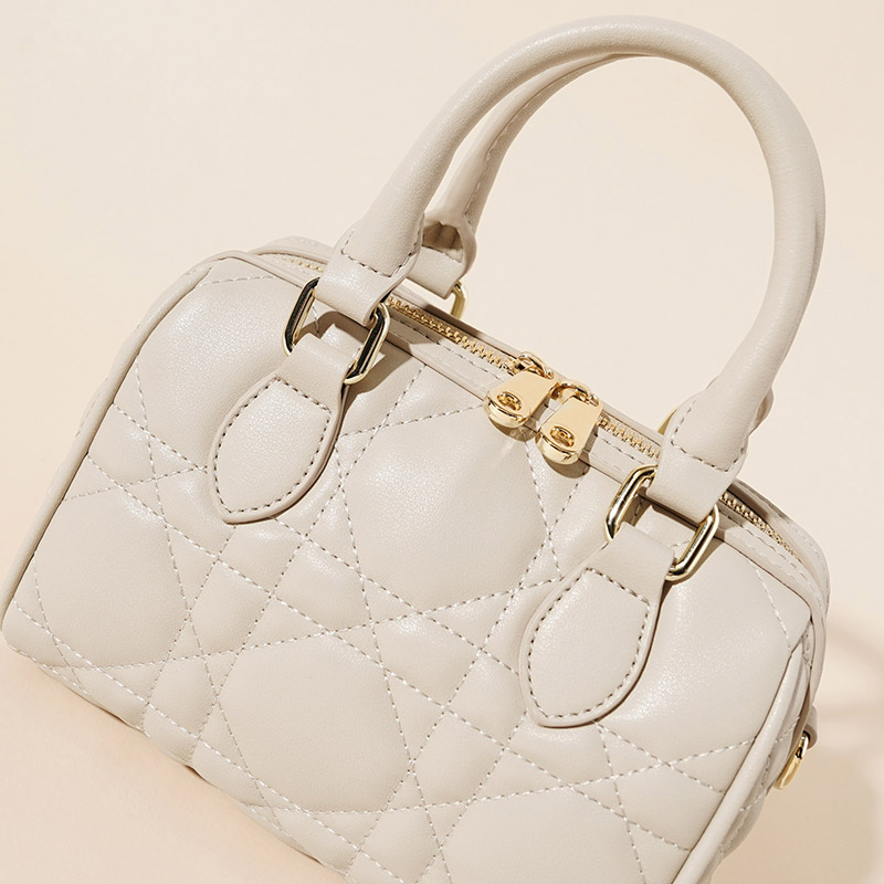 Gesteppte Damen Leder Crossbody Schulterriemen Top Handle Tasche mit Reissverschluss