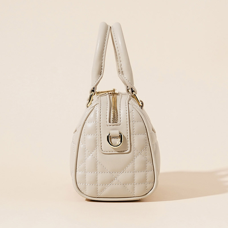 Gesteppte Damen Leder Crossbody Schulterriemen Top Handle Tasche mit Reissverschluss