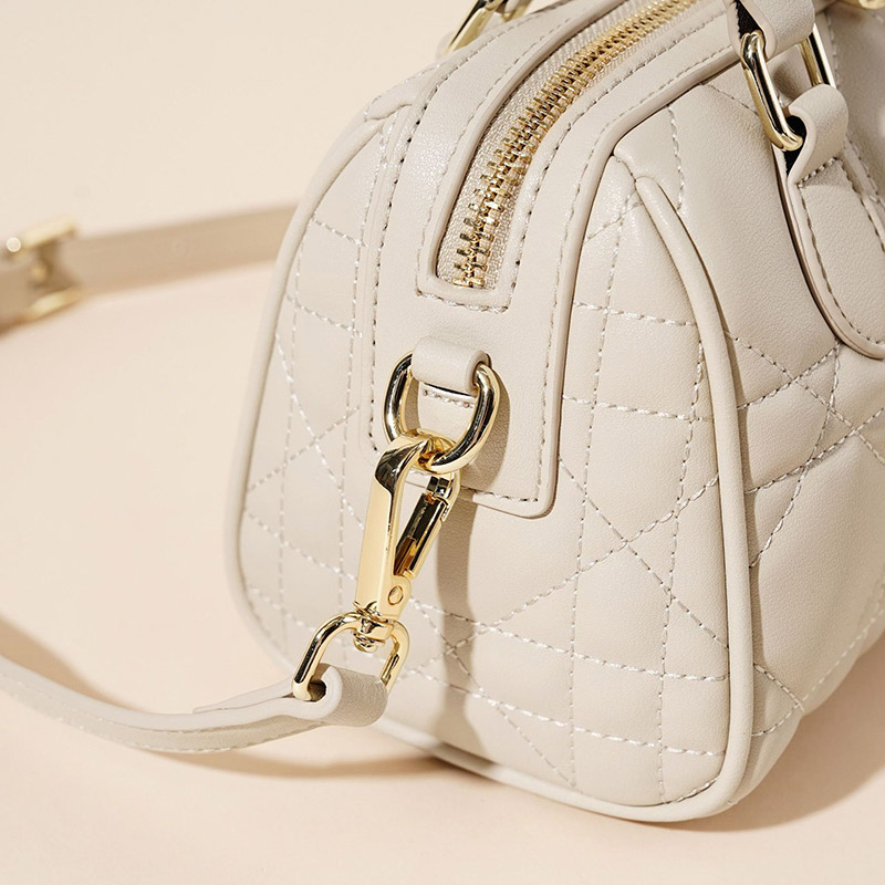 Gesteppte Damen Leder Crossbody Schulterriemen Top Handle Tasche mit Reissverschluss