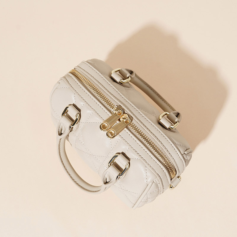 Gesteppte Damen Leder Crossbody Schulterriemen Top Handle Tasche mit Reissverschluss