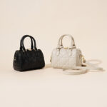 Gesteppte Damen Leder Crossbody Schulterriemen Top Handle Tasche mit Reissverschluss