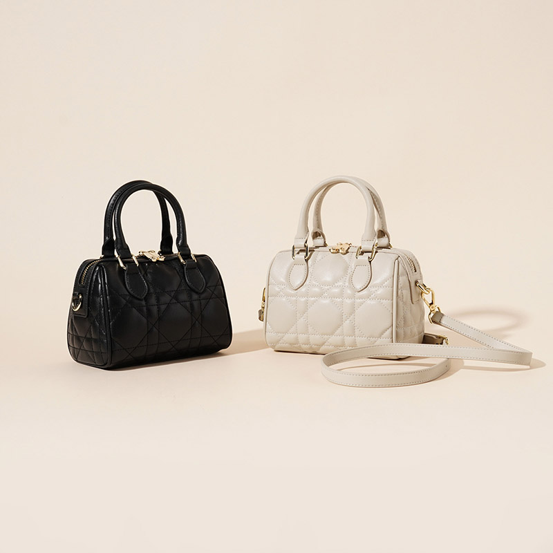 Gesteppte Damen Leder Crossbody Schulterriemen Top Handle Tasche mit Reissverschluss