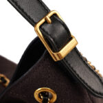 Women's Quilted Suede Split Leather Chain Crossbody Shoulder Hobo Bag in Gold Hardware