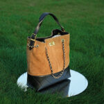 Women's Quilted Suede Split Leather Chain Crossbody Shoulder Hobo Bag in Gold Hardware