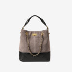 Women's Quilted Suede Split Leather Chain Crossbody Shoulder Hobo Bag in Gold Hardware