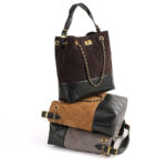Women's Quilted Suede Split Leather Chain Crossbody Shoulder Hobo Bag in Gold Hardware