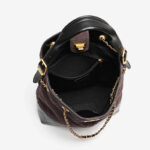 Women's Quilted Suede Split Leather Chain Crossbody Shoulder Hobo Bag in Gold Hardware