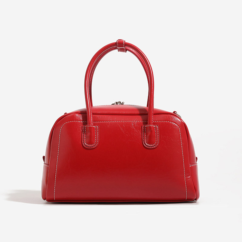 Sac à main en cuir ciré Vegan Boston verrouillé avec sangle pour le corps de la femme