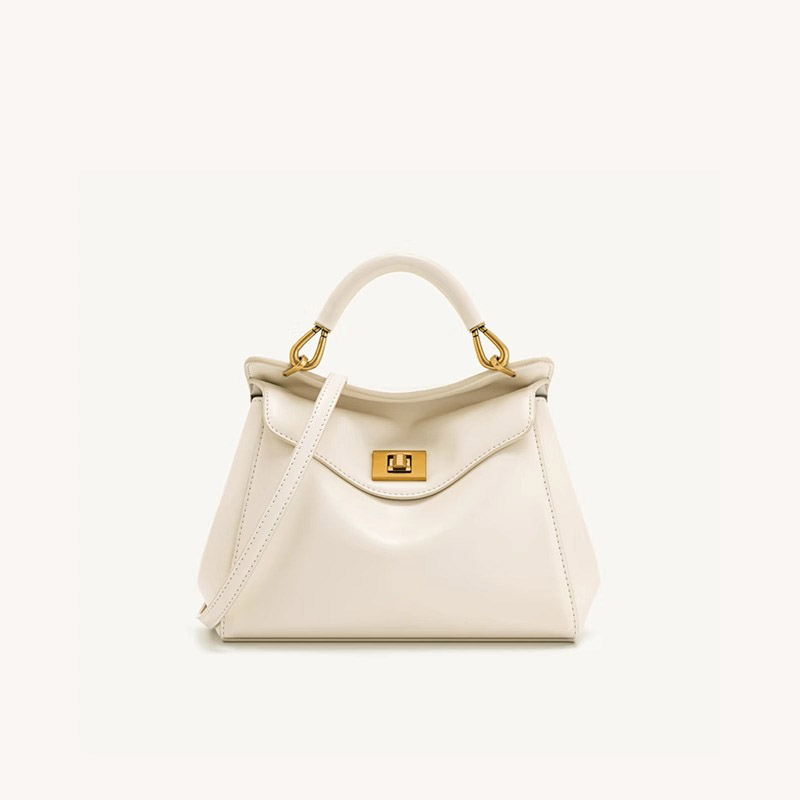 Petit sac en cuir Vegan Twist Lock Top Handle Crossbody Satchel Bag