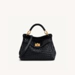 Petit sac en cuir Vegan Twist Lock Top Handle Crossbody Satchel Bag