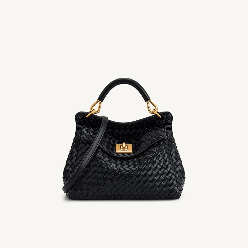Petit sac en cuir Vegan Twist Lock Top Handle Crossbody Satchel Bag