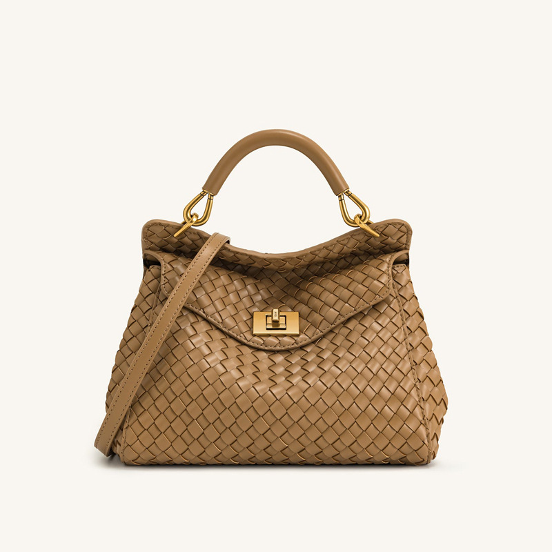 Petit sac en cuir Vegan Twist Lock Top Handle Crossbody Satchel Bag