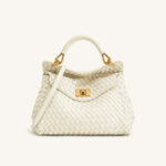 Petit sac en cuir Vegan Twist Lock Top Handle Crossbody Satchel Bag