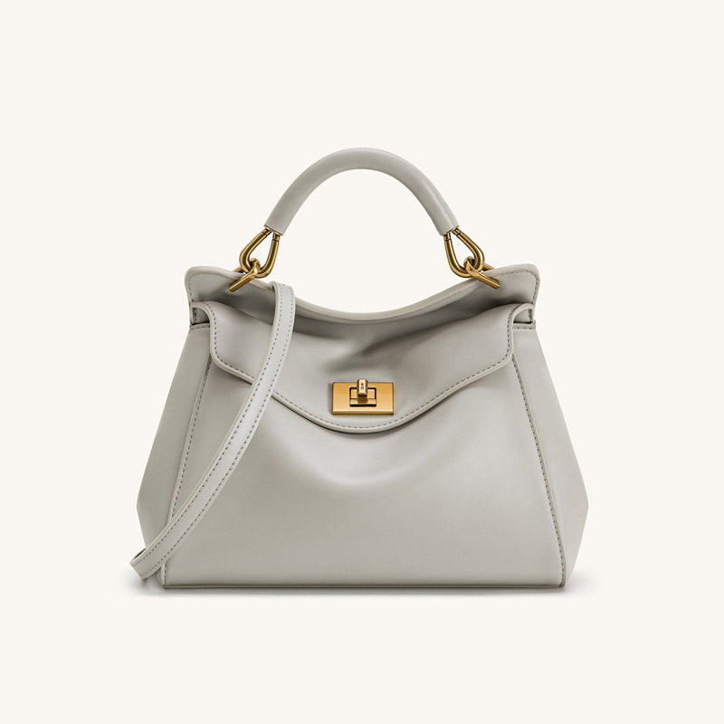 Petit sac en cuir Vegan Twist Lock Top Handle Crossbody Satchel Bag