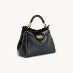 Petit sac en cuir Vegan Twist Lock Top Handle Crossbody Satchel Bag