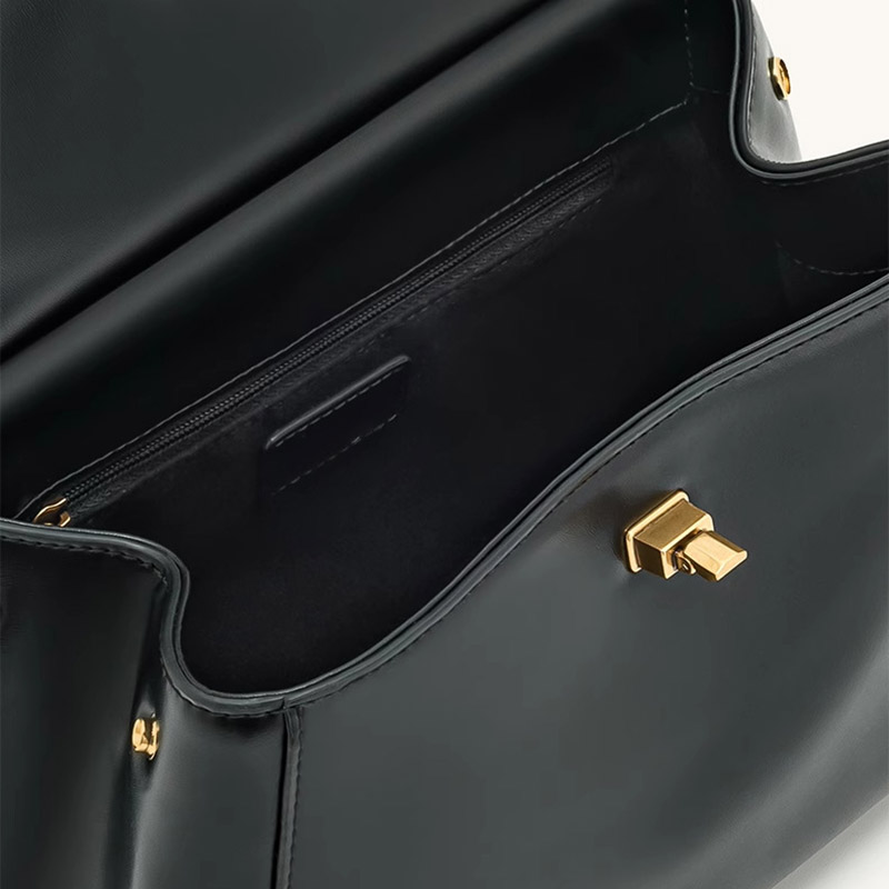 Petit sac en cuir Vegan Twist Lock Top Handle Crossbody Satchel Bag