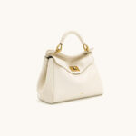 Petit sac en cuir Vegan Twist Lock Top Handle Crossbody Satchel Bag