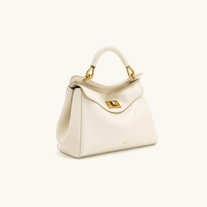 Petit sac en cuir Vegan Twist Lock Top Handle Crossbody Satchel Bag