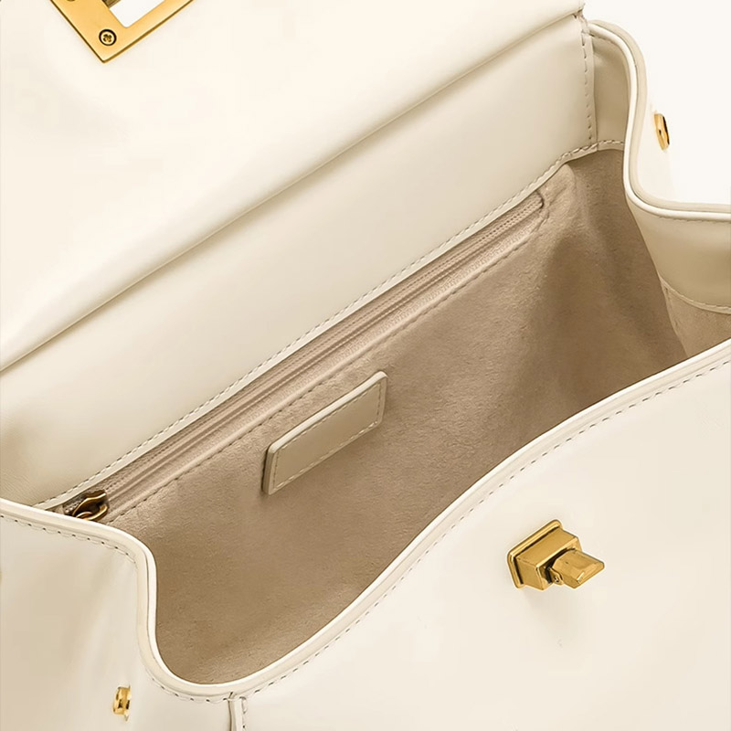 Petit sac en cuir Vegan Twist Lock Top Handle Crossbody Satchel Bag