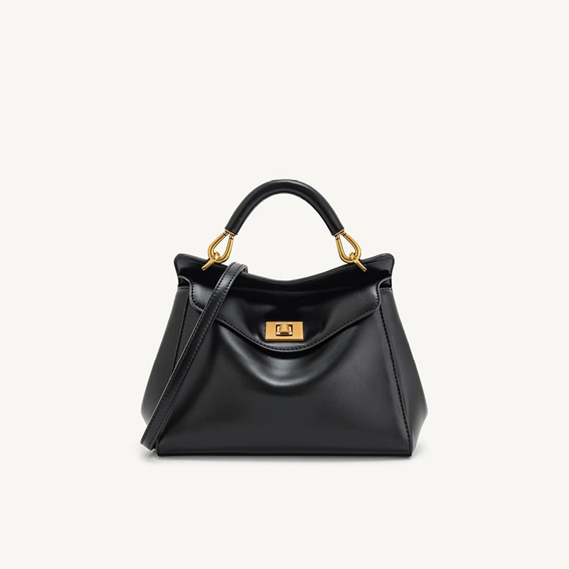 Petit sac en cuir Vegan Twist Lock Top Handle Crossbody Satchel Bag