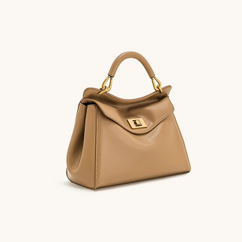 Petit sac en cuir Vegan Twist Lock Top Handle Crossbody Satchel Bag