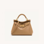Petit sac en cuir Vegan Twist Lock Top Handle Crossbody Satchel Bag