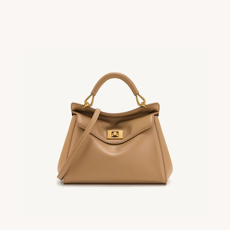 Petit sac en cuir Vegan Twist Lock Top Handle Crossbody Satchel Bag