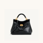 Petit sac en cuir Vegan Twist Lock Top Handle Crossbody Satchel Bag