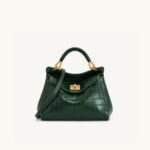 Petit sac en cuir Vegan Twist Lock Top Handle Crossbody Satchel Bag