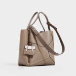 Women's Split Cowhide Leather Stitching Bucket Handbags